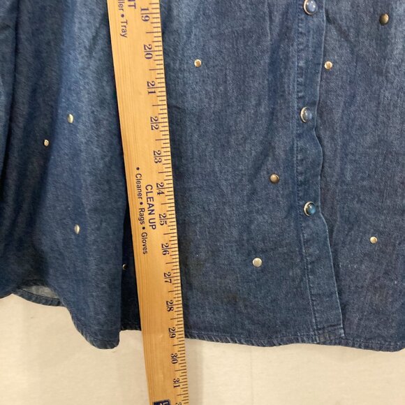 DG2 by Diane Gilman size 2X Blue Denim Studded Snap Button Up Soft Shirt Western - Picture 5 of 10